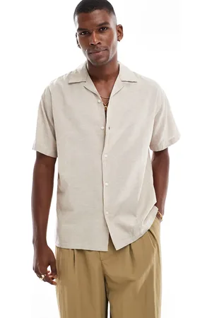 JACK & JONES Beige skjorte i hør med reverskrave-Neutral