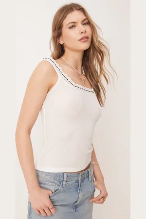 Free People Only You - Elfenbenshvid tanktop med bånddetalje
