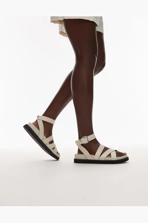 Topshop Jady - Råhvide flade sandaler med krokodillemønster