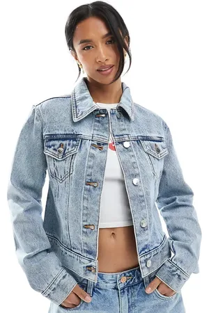Miss Selfridge Girlfriend-denimjakke i lyseblå vask