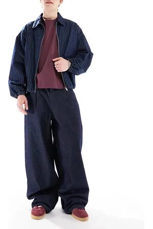ASOS Superposede jeans med plisseringer i marineblå skyllevask