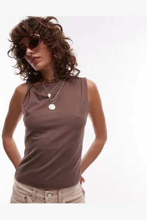 Topshop Tætsiddende top med snoet strop i jersey