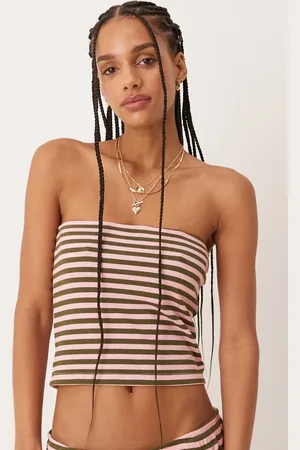ASOS Bandeau-top med grønne og pink striber - Del af sæt