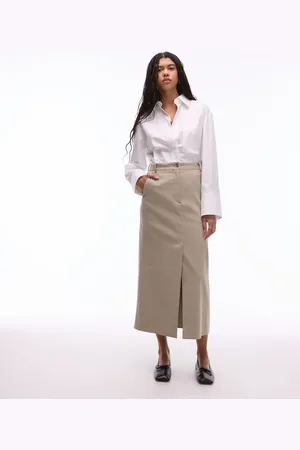ARKET Beige midaxi-nederdel med utility-design i hør-Brun