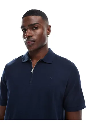 JACK & JONES Marineblå polo med lynlås