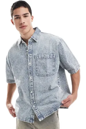 Pull&Bear Denimskjorte med ternet tekstur