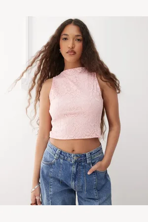 Reclaimed Tanktop med bindebånd på ryggen i blondestof