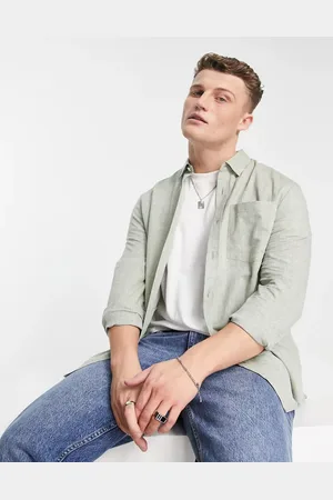 River Island Langærmet skjorte med cutaway-krave i hør