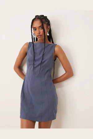 ASOS Blå og ærmeløs minikjole med sømdetaljer