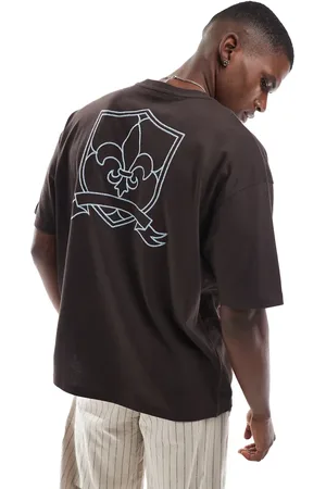 ASOS Mørkebrun oversized T-shirt med college-broderi