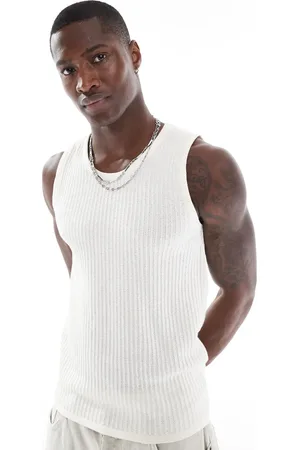 JACK & JONES Cremehvid ribstrikket top