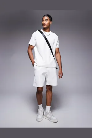 Bershka Hvide shorts med vaffeltekstur - Del af sæt
