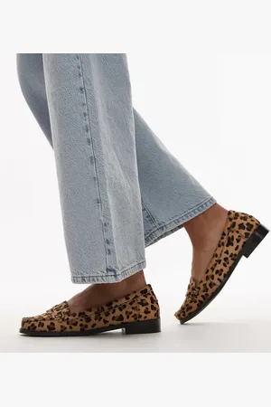 Bronx New-Rana - Penny-loafers i læder med leopardmønster-Multifarvet