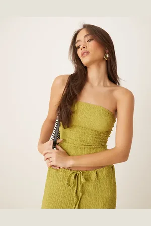 ASOS Olivengrøn longline tekstureret bandeau-top - Del af sæt