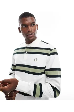Fred Perry Stribet rugby-skjorte i jersey-Neutral