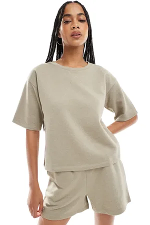 VERO MODA Beige sweatshirt med korte ærmer - Del af sæt-Neutral