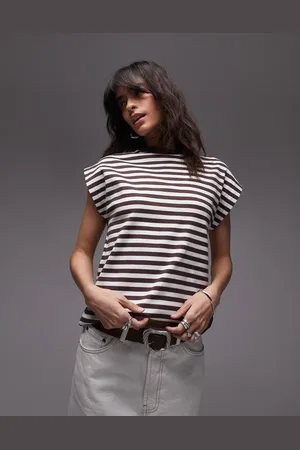 MANGO ærmeløs T-shirt med markante skuldre og striber