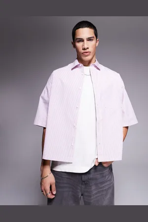 ASOS Oversized skjorte med pink og hvide striber i firkantet pasform-Lyserød