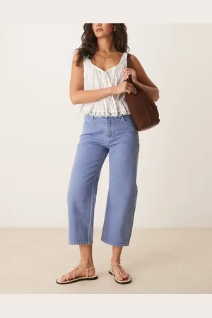 Free People Deep Trance - Blå jeans med lige ben og mellemhøj talje