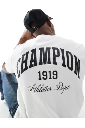 Champion T-shirt med korte ærmer og college-print på ryggen
