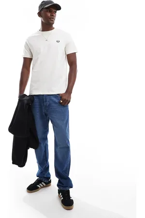 Fred Perry Ecrufarvet T-shirt med rund hals-Neutral