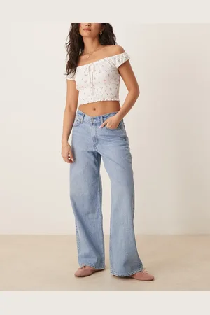 Abercrombie & Fitch Curve Love - Ultra-løstsiddende jeans med lav talje i lys vask