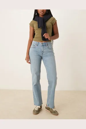 Abercrombie & Fitch Curve Love - Højtaljet superhøjtaljede ankellange jeans med lige ben