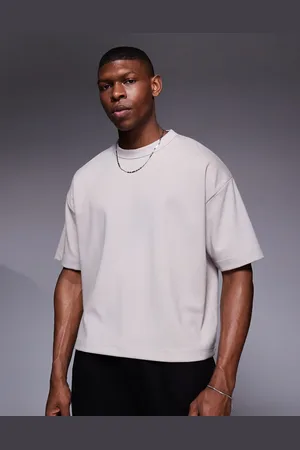 ASOS Blød, oversized og beige T-shirt med firkantet pasform-Neutral