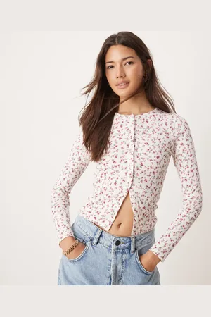 Miss Selfridge Langærmet cardigan med småblomstret print