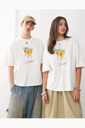 COLLUSION Unisex - T-shirt med shotsgrafik