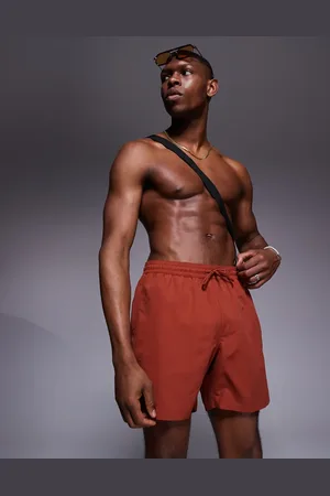 ASOS Rustrøde mellemlange badeshorts-Brun