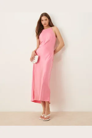 Gina Tricot Pink højhalset midikjole i satin