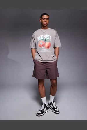 ASOS Brun oversized T-shirt med grafisk ferskenprint