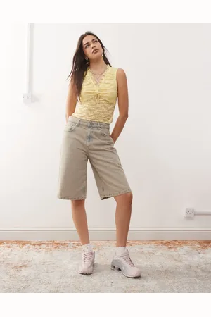 Reclaimed Lysegul tanktop i blondestof med bindedetalje-Lyserød