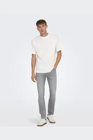 Only & Sons Lysegrå jeans i denim i slim fit