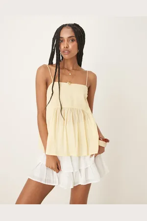 ASOS Lysegul cami-top med stor peplum-kant og bindestropper