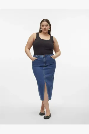 VERO MODA Mellemblå denimnederdel