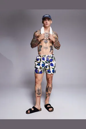 ASOS Hvide korte badeshorts med blomsterprint