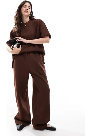 ASOS Chokoladebrune oversized joggingbukser med barrel-ben - Del af sæt