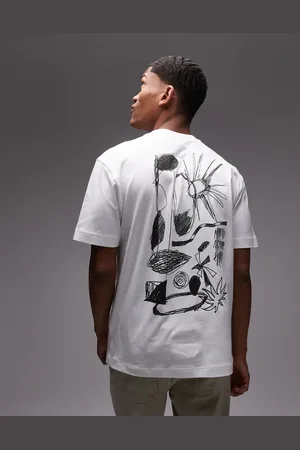 Topman Premium - oversized T-shirt med forhøjet print af abstrakte kruseduller på brystet og ryggen