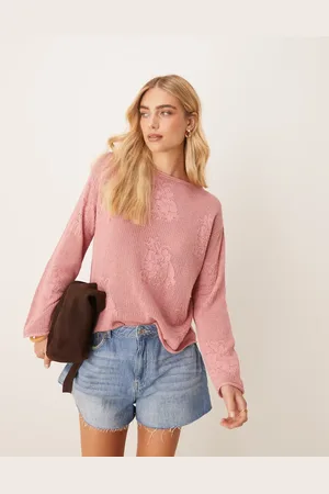 ASOS Støvet trøje i løstsiddende strik med blondemønster