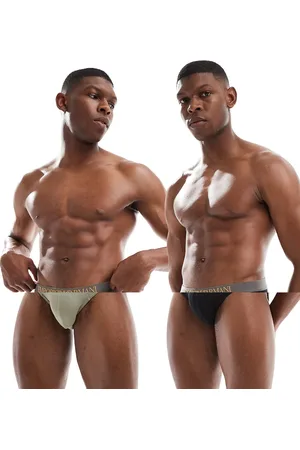 Emporio Armani Bodywear - Pakke med 2 par bløde underbukser i bambus i sort og beige med logo