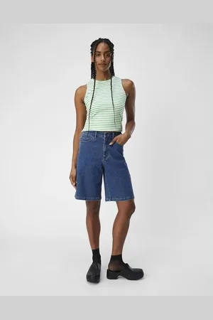 Object Mellemblå shorts i denim