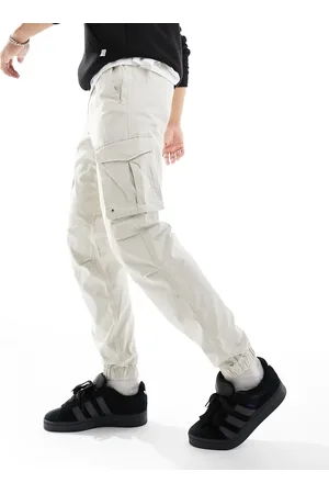 JACK & JONES Råhvide tapered cargobukser med manchetter