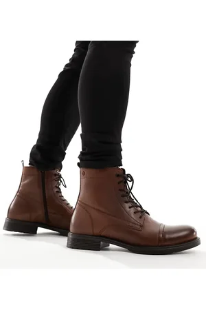 JACK & JONES Brune snørestøvler i læder