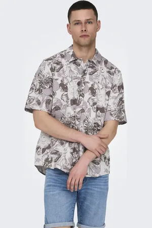 Only & Sons Skjorte med regndråbeprint-Grå