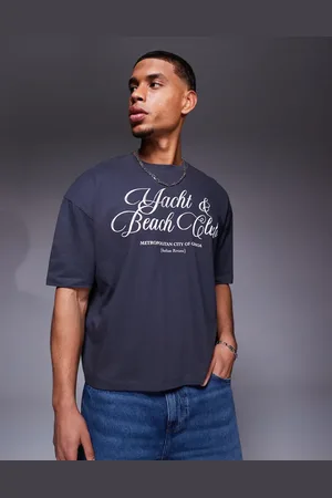 ASOS Koksgrå og firkantet samt oversized T-shirt med tekstgrafik