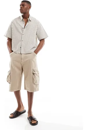 Bershka Ecrufarvede posede cargoshorts