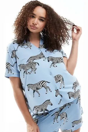 Chelsea Peers Curve - Pyjamassæt med V-hals, shorts og zebraprint i polyester