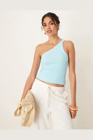Abercrombie & Fitch Ribstrikket asymmetrisk oneshoulder-tanktop